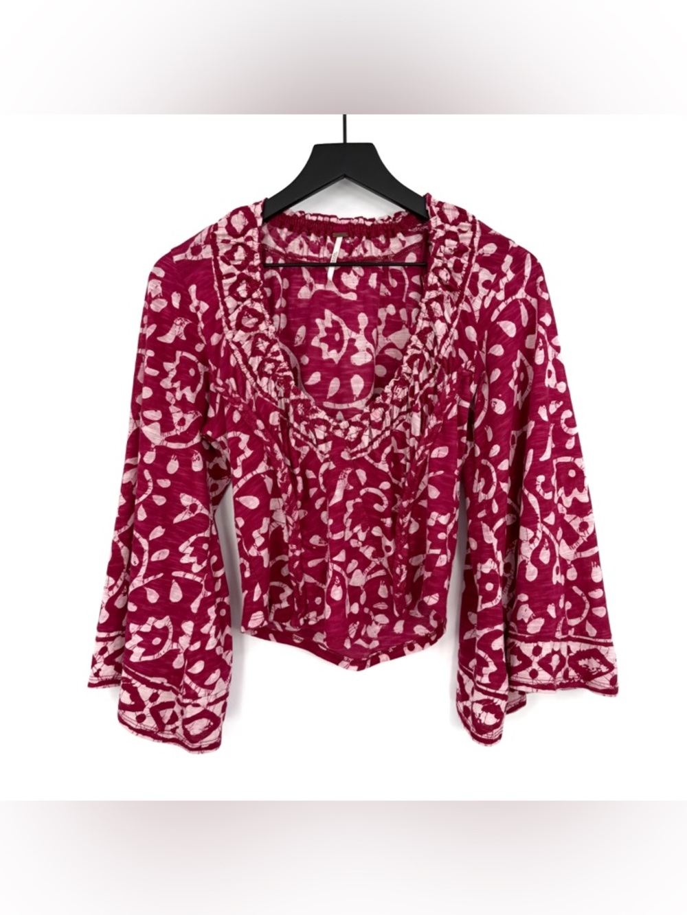 FREE PEOPLE On The Block Bell Sleeve Top Pink XS